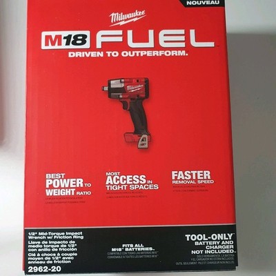 Milwaukee 2962-20 M18 FUEL 1/2'' Mid-Torque Impact Wrench w/ Friction Ring - NIB