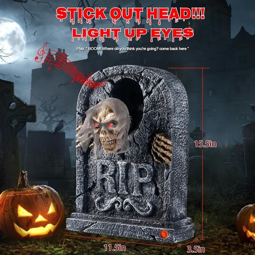 Halloween Animatronics Zombie Tombstone - Decorazioni Lapidi LED con Ske... - Foto 2 di 7