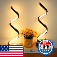 Besketie Modern Table Lamp Set Of 2 Dimmable Spiral Desk Lamps For Bedside 12W