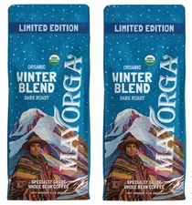 Mayorga Organic Winter Blend USDA Organic Dark Roast Whole Bean Coffee 2lb 2-pk