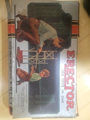 Vintage A.C.Gilbert Erector Set, 3 1/2  Lots Inspector Ticket Instructions
