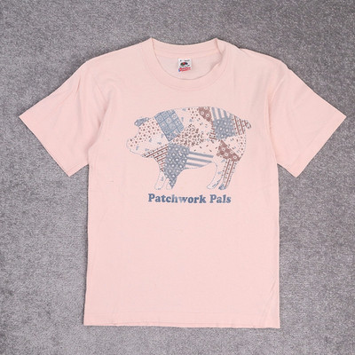 VTG 90s Patchwork Pals Pig Made in USA Small Pink Short Sleeve T-Shirt