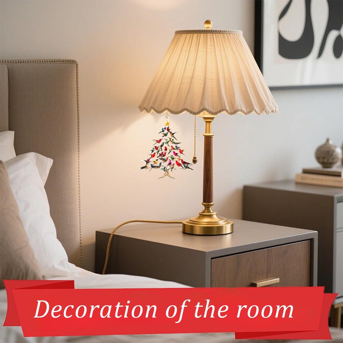 Hummingbird Christmas Ornament, Colorful Hummingbirds Tree Decor, Stacked..