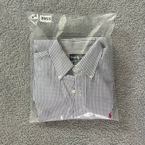 Ralph Lauren Button-Down Shirt Men M White Blue Check BLAKE 2-Ply Classic Preppy - Picture 7 of 7