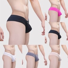 Ice Silk Briefs for Men Stretchable Underwear with U Convex Pouch and Low Waist