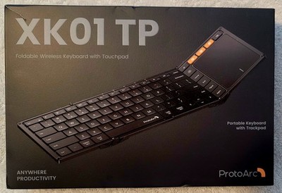 ProtoArc Foldable Wireless Keyboard  Touchpad Bluetooth Full Size Black XK01 TP