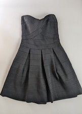Express Strapless Textured Fit & Flare Dress Black Women’s Size M Medium 14”...