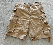 Polo Ralph Lauren Men  s Cargo Shorts Khaki Tan Utility Pockets Drawstring-M-VTG