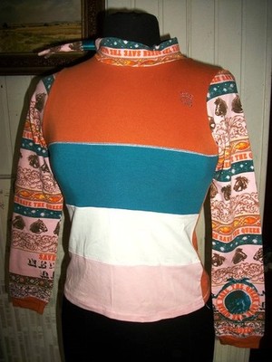 Top T-Shirt Baumwolle orange/rosa Stretch Save the Queen Circus 12 Jahre Made Italy