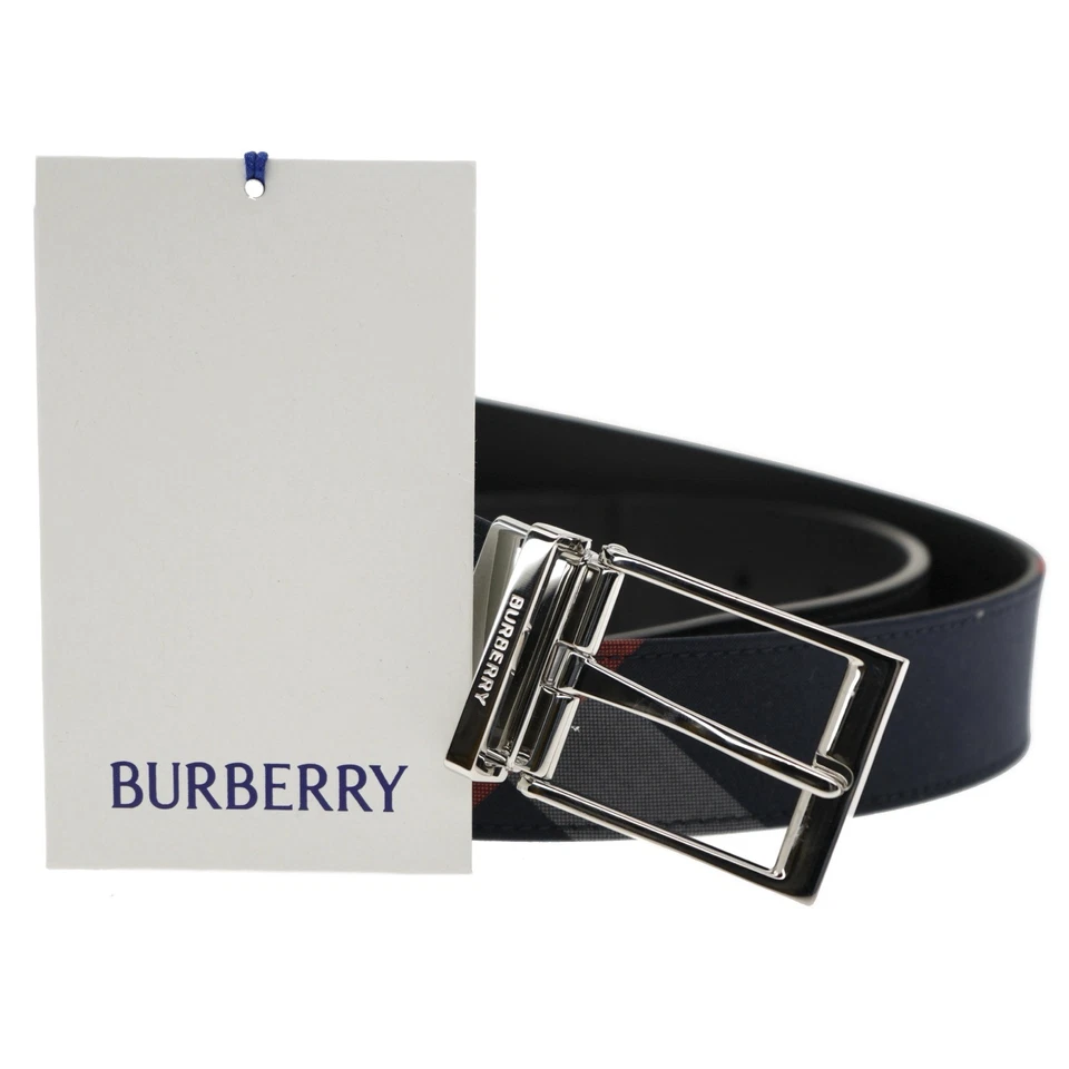 Cinturón Burberry Louis Reversible a Cuadros Gris Marino Talla 90/36 Nuevo Foto 2 de 4