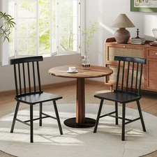 Dining Chairs Set Of 2, Farmhouse Wood Kitchen Chairs With Rubber Wood Frame
