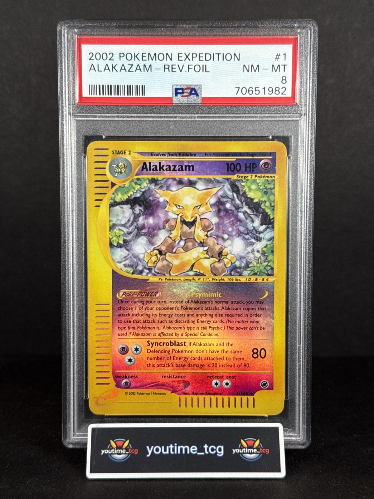 2002 Pokemon Expedition Reverse Foil Alakazam #1 PSA 8