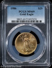 1986 $25 1/2 oz American Gold Eagle PCGS MS 69 5060.68 per troy oz