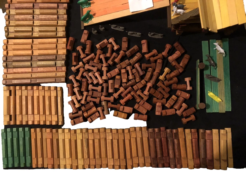 Lincoln бревна огромный кусок или набор лот более 375, включая игровую сцену Ноева ковчега - Изображение 3 из 4