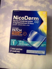 NicoDerm CQ 7-Piece Step 1 Clear Nicotine Patchs Exp 12/2027