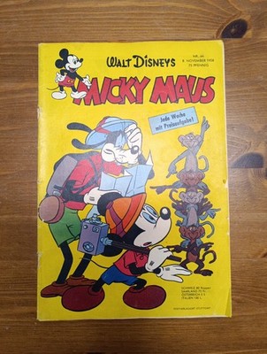 Micky Maus 1958 Nr. 44 Ehapa mit Sammelbild ohne Sammelmarke akzeptabel 