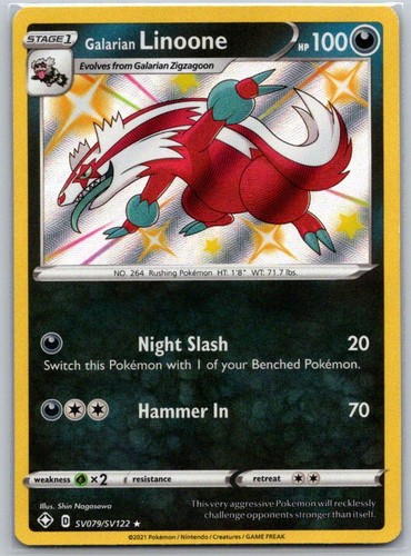 Galarian Linoone SV079/SV122 Shining Fates Shiny Vault Pokemon Holo NM
