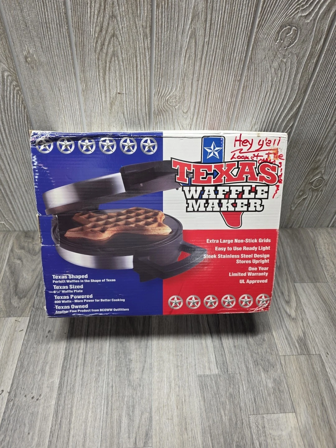 New Texas Waffle Maker BCOWW Outfitters Texas Shaped Waffles 8.25" 800 Watts