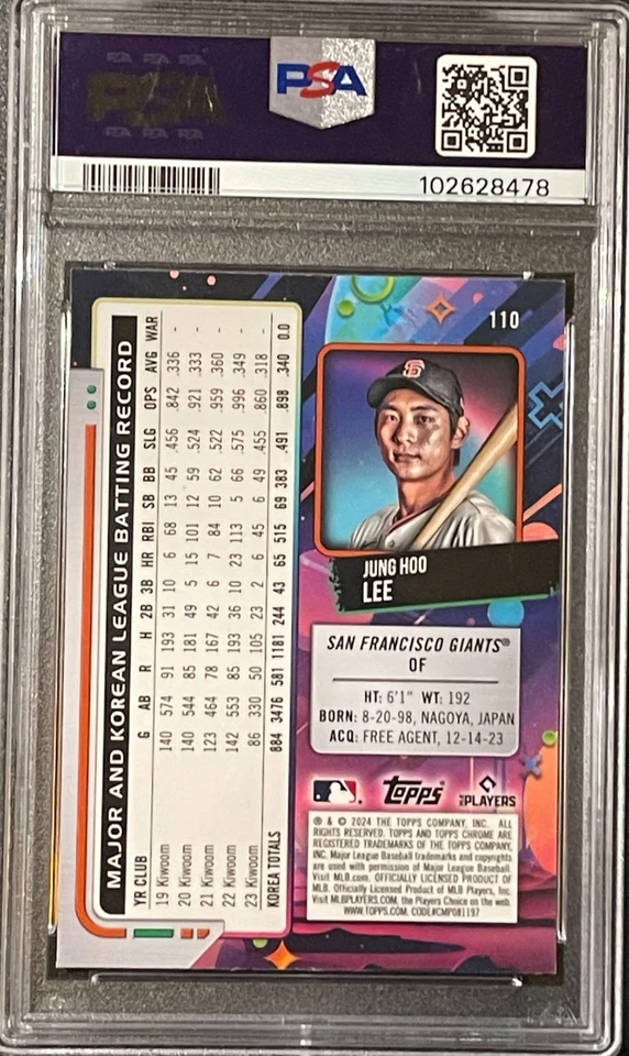 Jung-Hoo Lee 2024 Topps Chrome Cosmic #110 White Hole Case Hit (RC,SLAB,SP) PSA8 - Image 2 of 2
