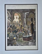 RARE ORIG WOODCUT,HCLD, 1890S,R CATON WOODVILLE A VISIT TO AN INDIAN NAWAB INDIA