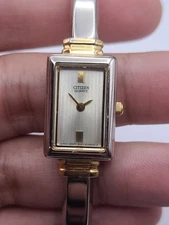 Citizen Women 5421-K15044CK Silver Tone Rectangular Quartz Analog Watch Working
