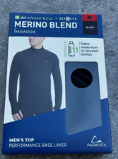 Paradox Men's 1/4 Zip Merino Blend Performance Base Layer Top, Black, SizeMedium