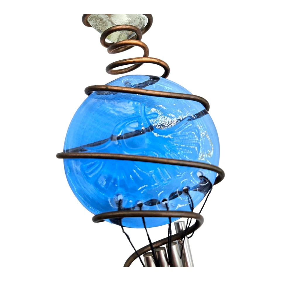 Handmade Metal Art Glass Suncatcher Windchime Hanging Sun Heart Yard Decor - Image 4 of 4