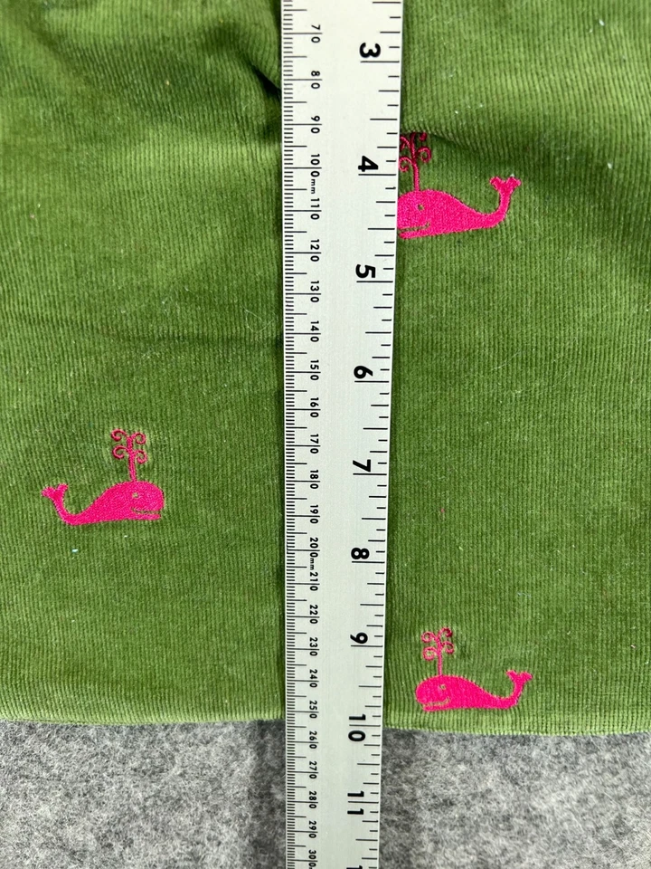 Lilly Pulitzer Wrap Skirt Girls 4 Green Corduroy Pink Whales 1 - Image 3 of 4
