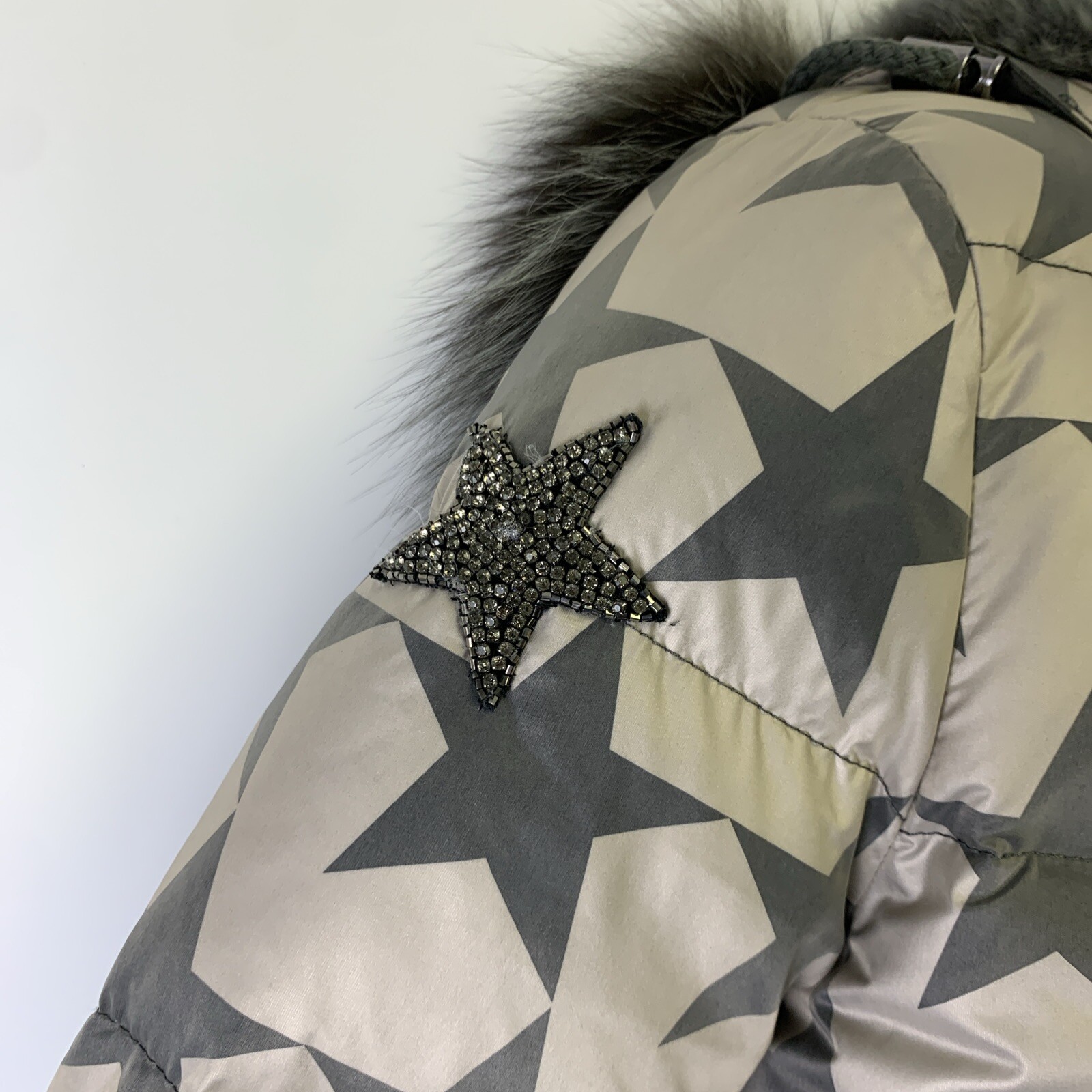 Jocelyn Down Puffer Jacket Bomber Coat Rabbit Fur… - image 3