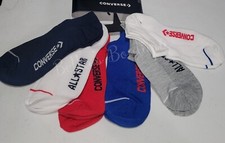 6 PACK CONVERSE KIDS NO SHOW SOCKS. RED, WHITE, BLACK, ROYAL, GREY, NAVY / 5Y-7Y