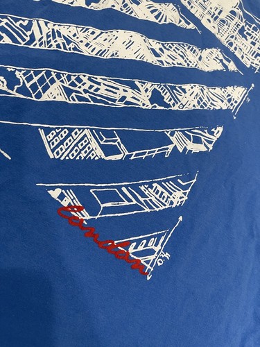 Off-White Graphic Logo LONDON T shirt Virgil Abloh 2013 Label XL BLUE Mens - Picture 12 of 14