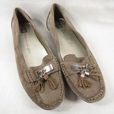 Anne Klein Loafer Shoe Women sz 9 Brown Leather Suede Slip on OATES Tassel Flats