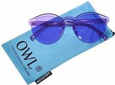 Colorful Transparent C1 Round Retro Designer Sunglasses Purple Frame Purple Lens