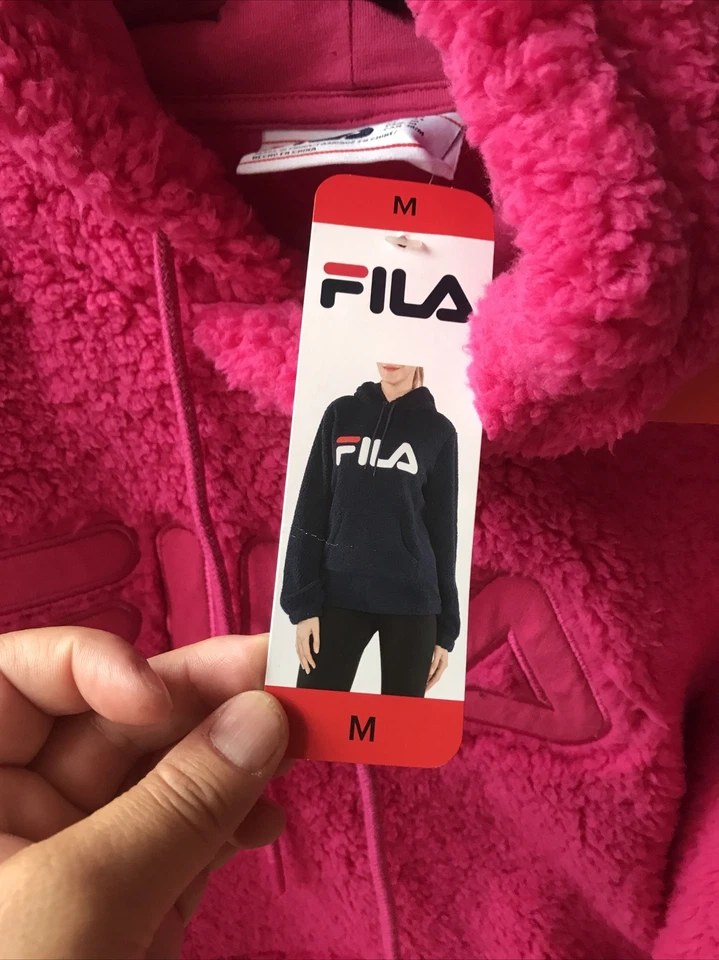 Ladies Fila Logo Beetroot Purple Fleece Hoodie Hoodie ITEM 360381 Size M New - Image 3 of 4