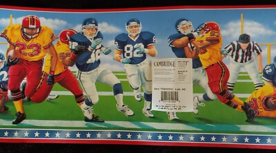Vintage Cambridge Wallpaper Borders TSB32031 Large Vibrant Football Players  NIP