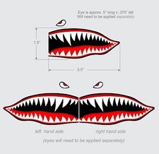 Flying Tigers Shark Teeth Decal Sticker 1.5 T X 3.5 W Wwii Military Airplane Flying Tigers Shark Teeth Decal Sticker 1.5 T X 3.5 W Wwii Military Airplane