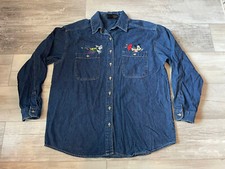 Walt Disney vintage Mickey Unlimited embroidered denim long sleeve shirt Size L