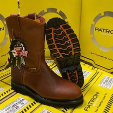MENS WORK BOOTS GENUINE LEATHER BROWN COLOR W...