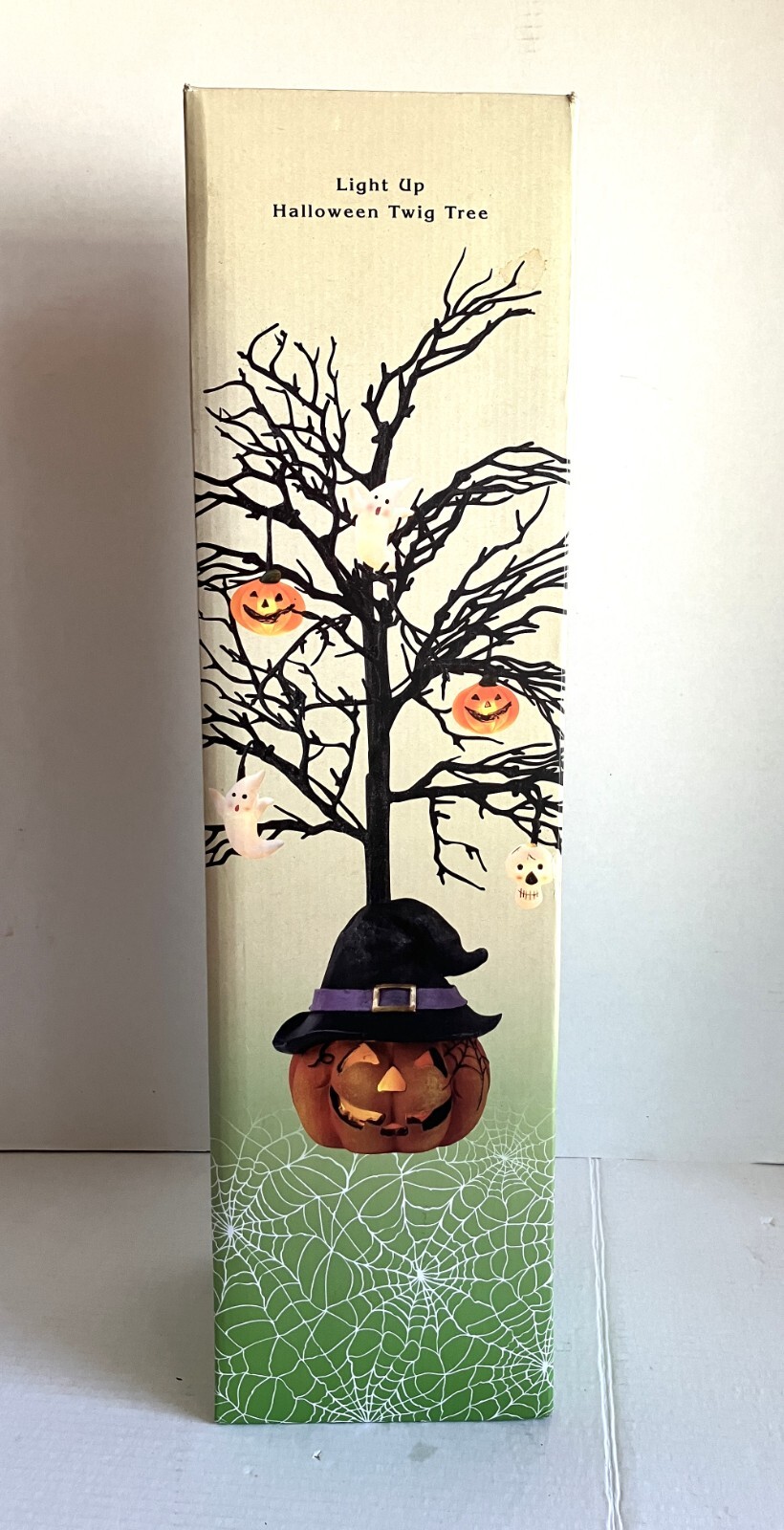 Halloween Light Up Twig Tree Pumpkin Ghost Black Cracker Barrel 24" Battery