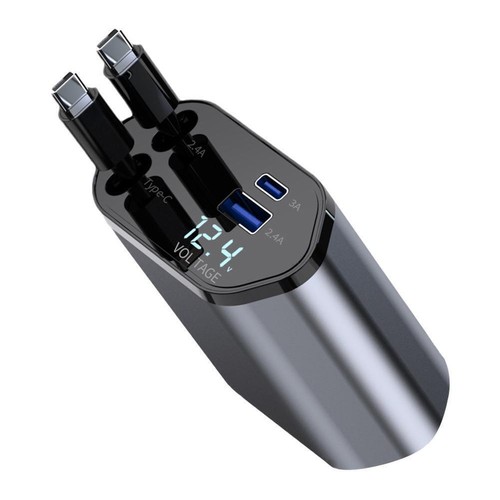 4IN1/100W Car Charger Retractable USB Type-C Cable For iPhone Android Phone N9R3 - Zdjęcie 4 z 7