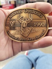 1990 Kansas Wildlife  Parks Outdoors Belt Buckle  459/ 1000 Vintage very nice