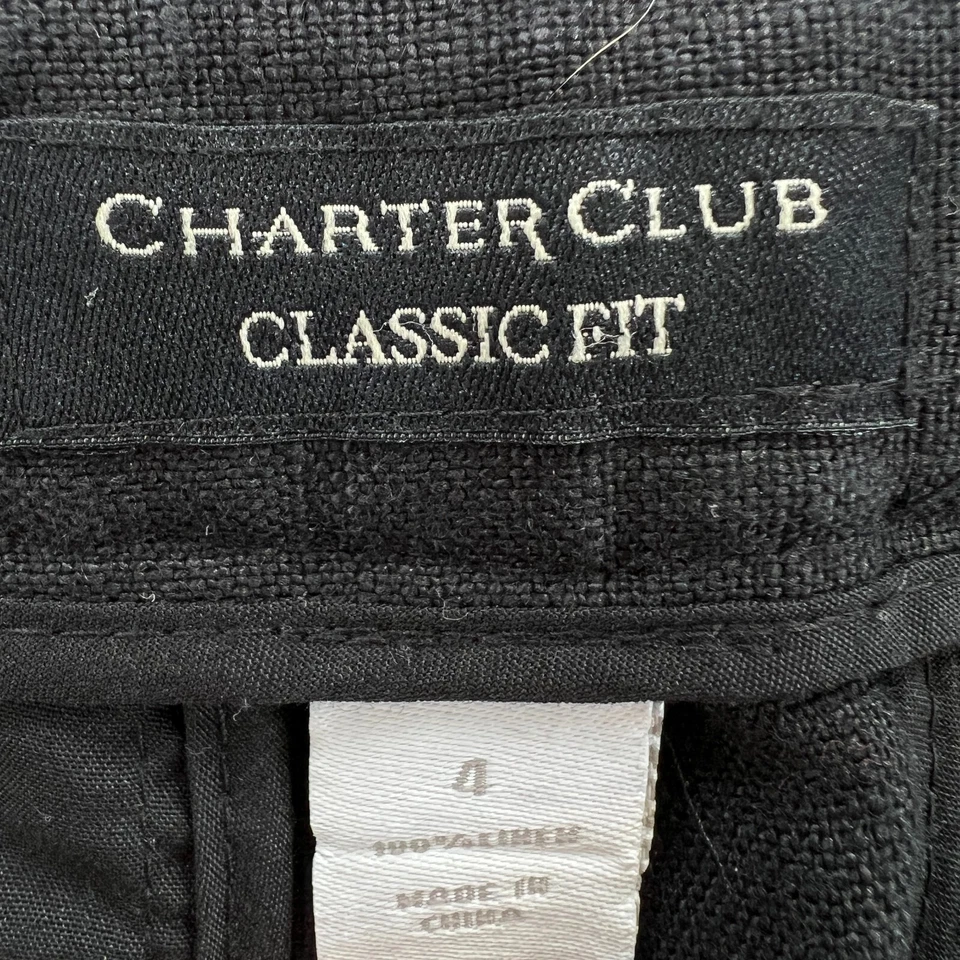 Pantalones Charter Club Classic Fit 100 % lino pierna ancha para mujer 4 ligeros Foto 4 de 4