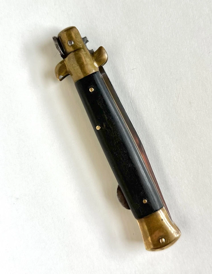 Vintage Kissing Crane Germany Rostfrei KC-48 Brass Pinned Rosewood Stiletto - Image 2 of 4