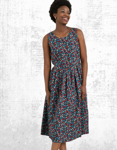 Ex Seasalt Women’s Sleeveless Parasol Spot Maritime Midi Dress in Navy - Picture 2 of 5