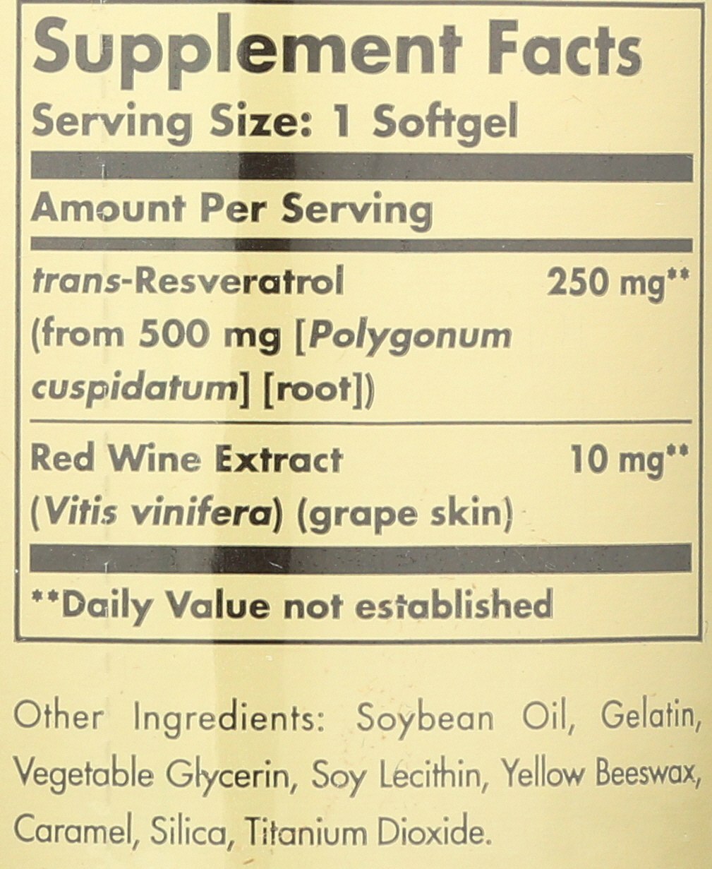 Solgar Resveratrol 250mg with Red Wine Extract 60 Softgels 33984024847