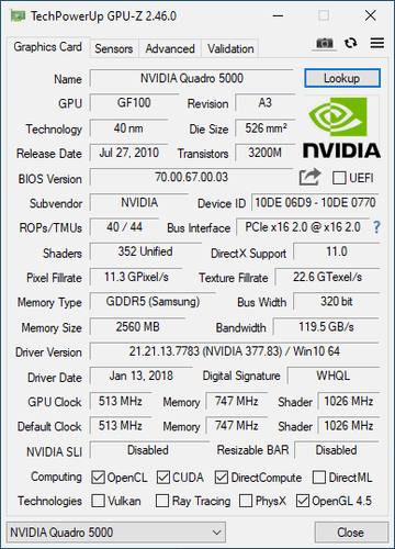 Tarjeta de video Dell NVIDIA Quadro 5000 2,5 GB DDR5 - Imagen 8 de 8