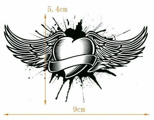 Heart Angel Wings Temporary Tattoo Arm Leg Neck Women Men Sticker Fake Tattoos
