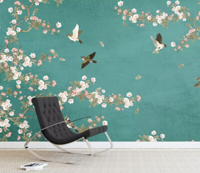3D Flower Branch Bird KEP511 Wallpaper Mural Self-adhesive Removable Sticker Kay