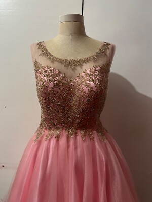 Juliet fashion party short quinceanera light pink & gold tulle dress size M L | eBay Juliet fashion party short quinceanera light pink & gold tulle dress size M L | eBay