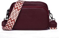 Damen Echtes Leder UmhäNgetasche Crossbody Bag Schultergurt Rotwein